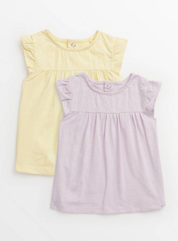 Lilac & Yellow Broderie Top 2 Pack 6-9 months